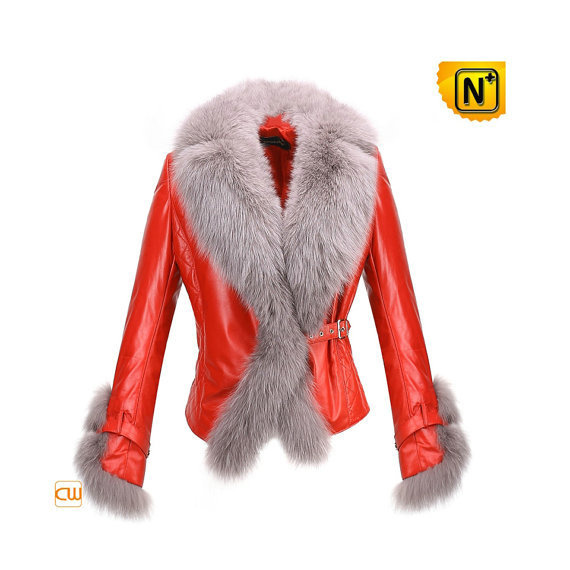 Womens Fur Trimmed Leather Jacket CW611205 #jacket #leather #fur