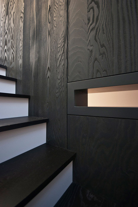 Long staircase spans converted London apartment by PATALAB Architecture #interior