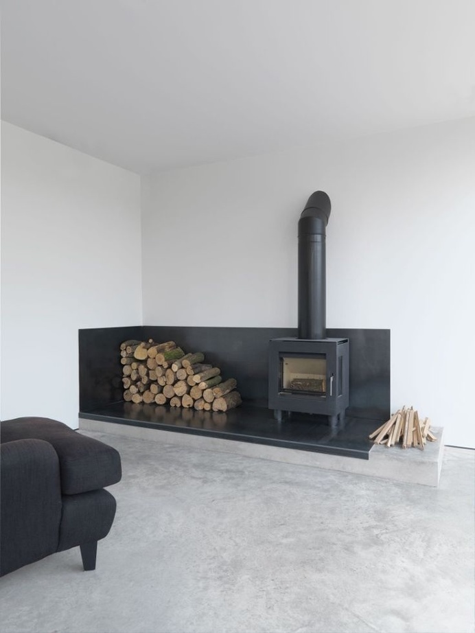 Fireplace. Faversham House by McLaren Excell. #fireplace #favershamhouse #mclarenexcell #blackandwhite #industrial