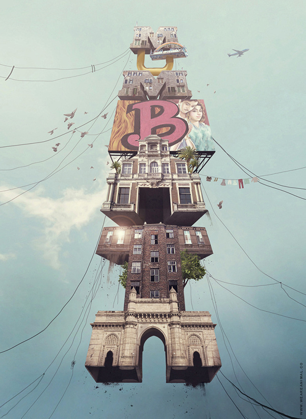 Mumbai on Behance #showusyourtype #mumbai #india #type #digital #illustration #floating #architecture #your #show #art #us #typography