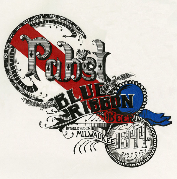 Pabst Blue RIbbon #beer #design #illustration #vintage #hops #type #hand #pabst #typography