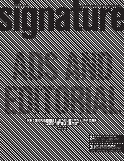 The cover for the March/April 2015 issue of Signature #magazine creates an optical illusion - Creative Director, Ernie Achenba