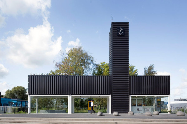 NL architects convert containers into barneveld noord station #container