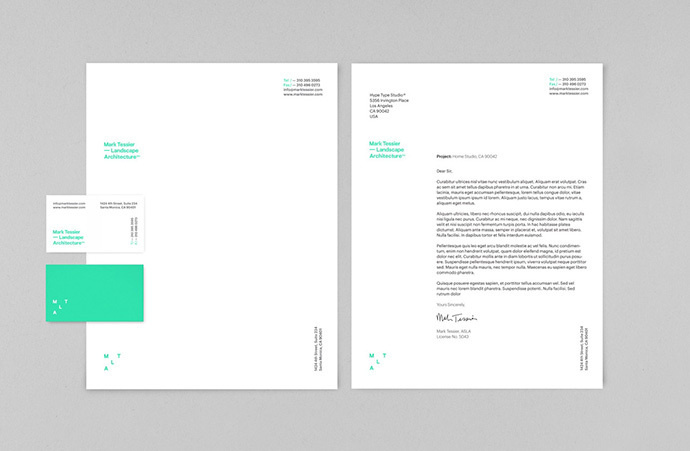 Mark Tessier Landscape Architecture #card #grid #stationery #letterhead #neon