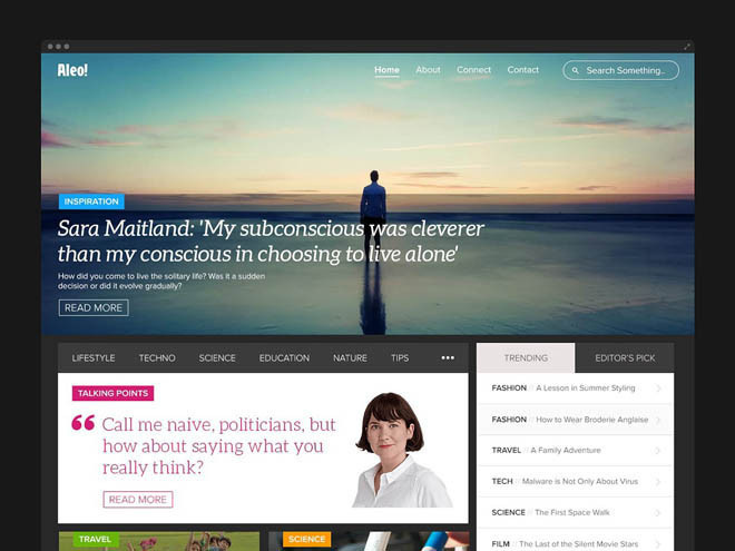 Aleo : Free Flat Blogging PSD Template