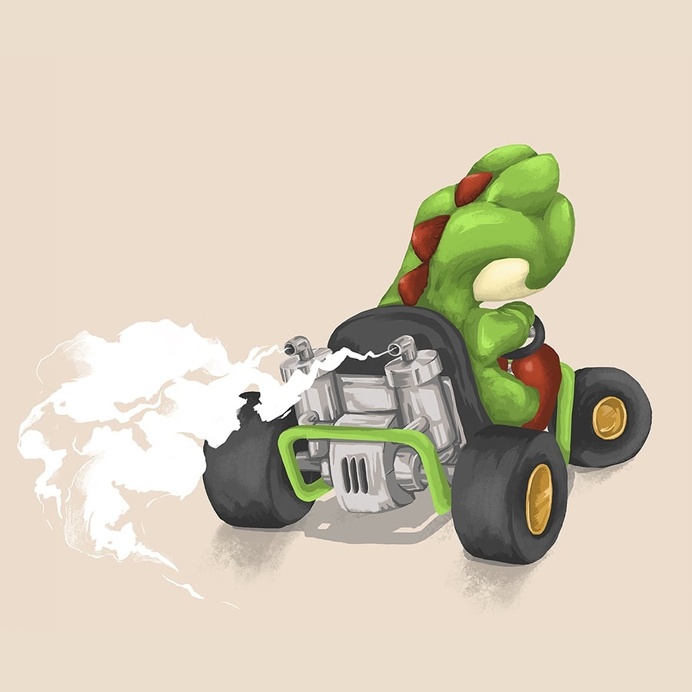 Yoshi - Mariokart64 #Mario #yoshi #illustration #gaming #N64 #Mariokart #Retro #dinosaur #nintendo