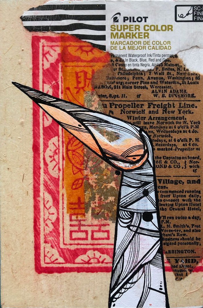 "untitled 358" by Jova Durán

Recycled Packaging, Acrylic, Quill & Ink on Wood Board
4 x 6 in.
c.2019

#elgrafista #collage #collageart #mixedmedia #mixedmediaart  #urbandecay #paper 