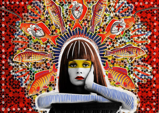 Por tu boca | Peperina Magenta #creative #arte #amor #woman #color #pinup #digital #ilustraciã³n #vintage #ilustration #art #collage #colour #love #work