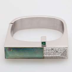 G. KRAUSS, bangle bracelet with Opal, emerald and diamonds.