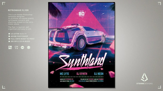 Synthwave Flyer v2 Retrowave Poster

