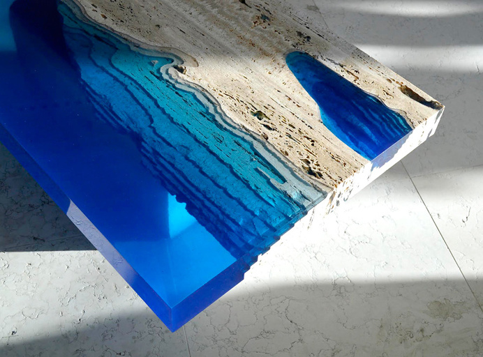 Designer Alexandre Chapelin of LA Table designed this intriguing series of three tables he refers to as Lagoon Tables.