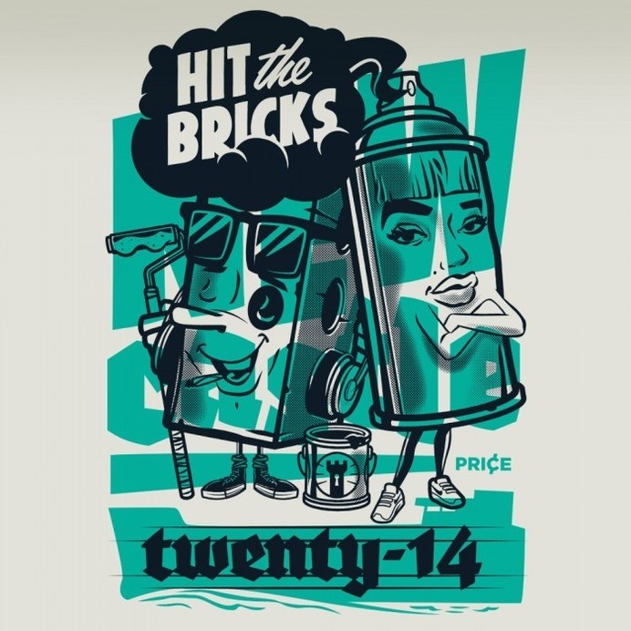Hit the Bricks New Castle #brick #spray #graffiti #street #poster #art #character #can