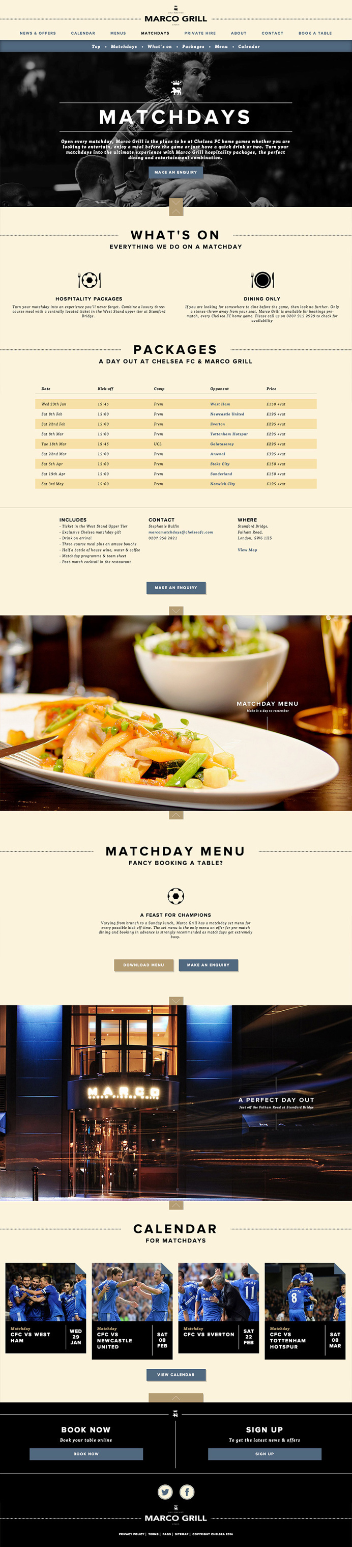 Chelsea FC & Marco Grill Website design
