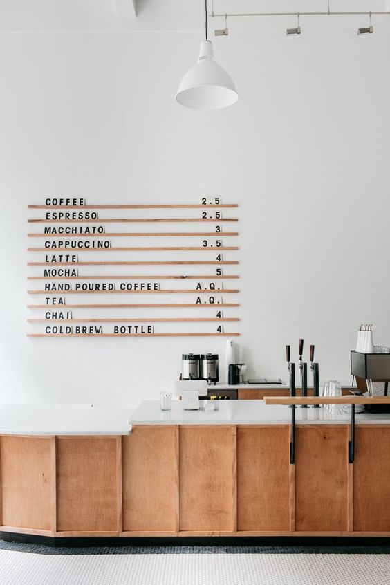 Menu board at Passenger Coffee's new Coffee Bar & Tea Room