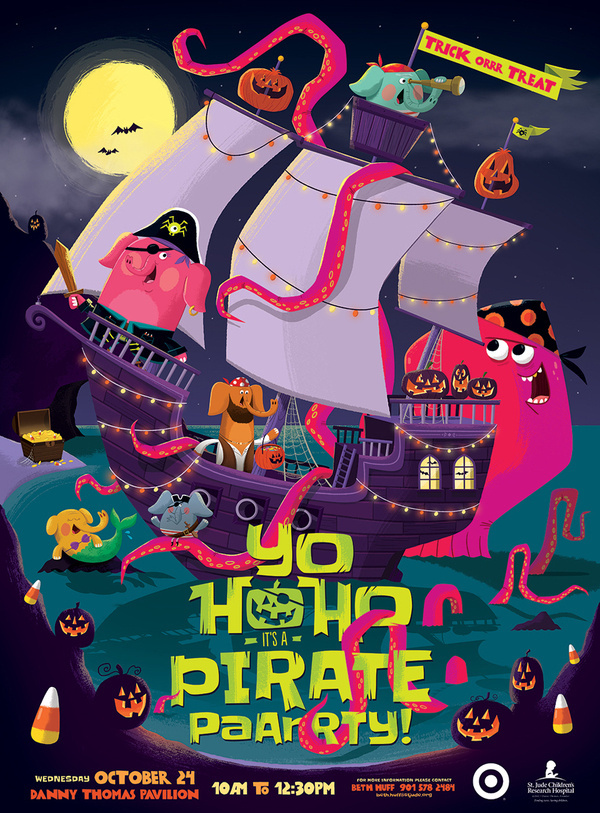 Yohoho_poster #halloween #illustration #pirates #pumpkins #party