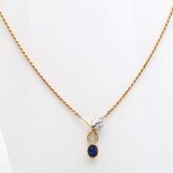 Collier mit ovalfac. Saphir