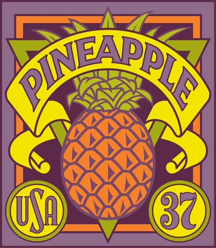 Michael Doret - 12 Years in the Making: Fruit & Vegetable Stamps for the USPS #usps #stamps #fruit #yellow #exotic #purple #usa #pineapple #37