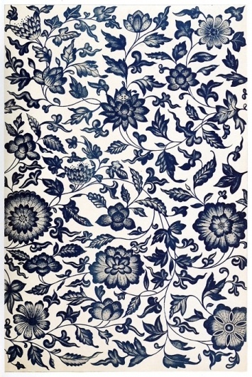 coqueterías - oldbookillustrations: From a blue and white... #blue #pattern #floral