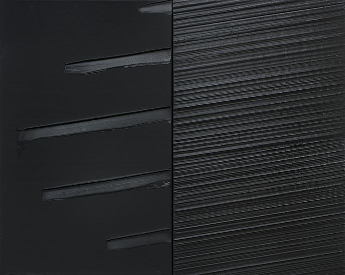 Pierre Soulages, peinture 130 x 162 cm, diptyque, 29 mai 2011, Acryl auf Leinwand, 2-teilig, 130 x 162 cm