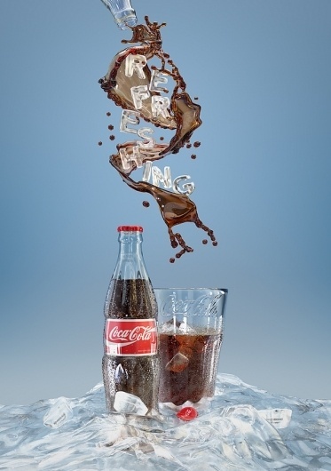 3D Coca-Cola Image Design | Top Design Magazine - Web Design and Digital Content #refreshing #design #cocacola #liquid #type #ice #soda