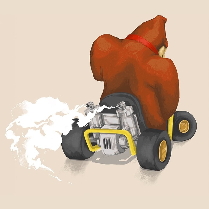 Donkey Kong - Mariokart64 #Mario #DK #illustration #gaming #N64 #Mariokart #Retro #ape #monkey #nintendo