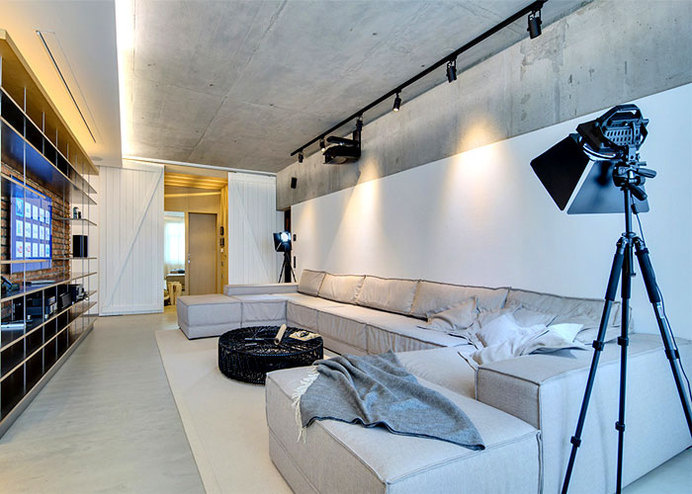 Loft Apartment KaiF by FORM Architects Bureau ceilings bare concrete #interior #sofa #design #living #decor #home #room