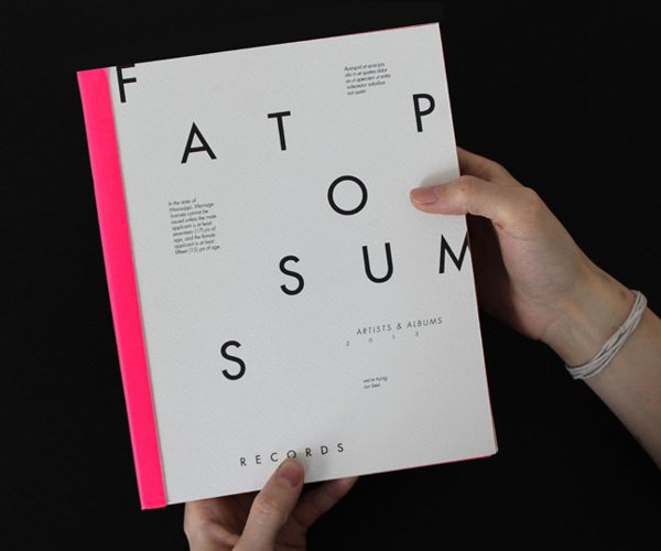 Fat Possum Artist Booklet #fat #pink #fluorescent #possum #book #label #typeface #music #scan #scribble #neon