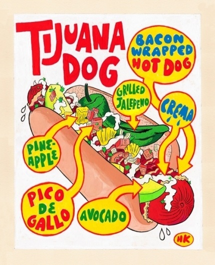 Hot Dog Of The Week: Tijuana Dog | Serious Eats #typography #food #hot #illustration #dog