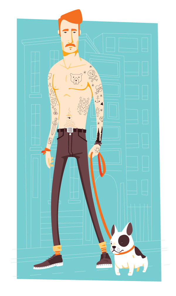 Tattooed guy #tatto #illustration #guy #dog