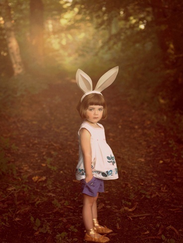 . #girl #photo #retro #child #forest #rabbit