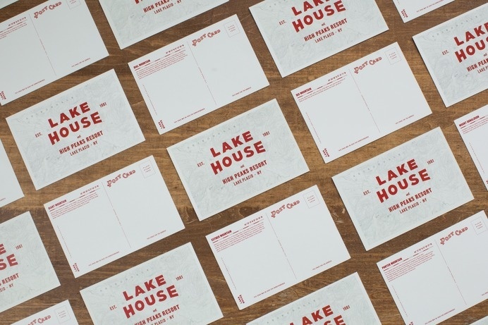 Tag Collective | Lake House Postcards #red #stationary #branding #design #clean #tag #vintage #collective #lake #nyc #postcard