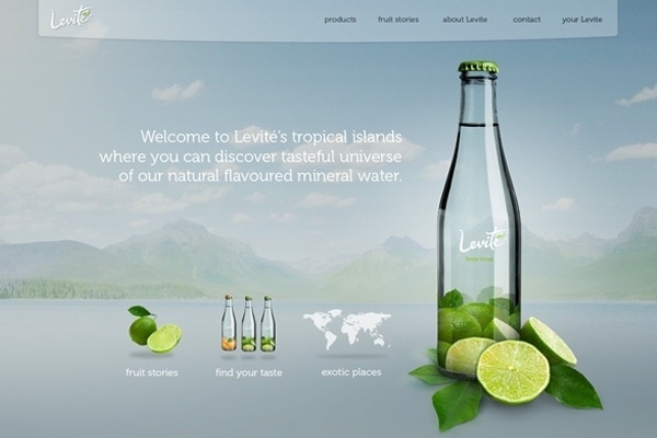 LEVITÉ mineral water on the Behance Network #website #levite #water #bottle