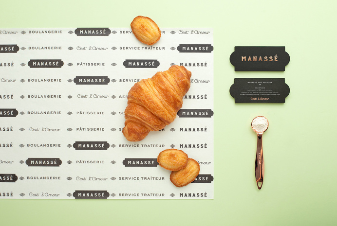 The new luxurious french patisserie & boulangerie named Manassé was designed by minimal branding & corporate identity specialists from Mexi