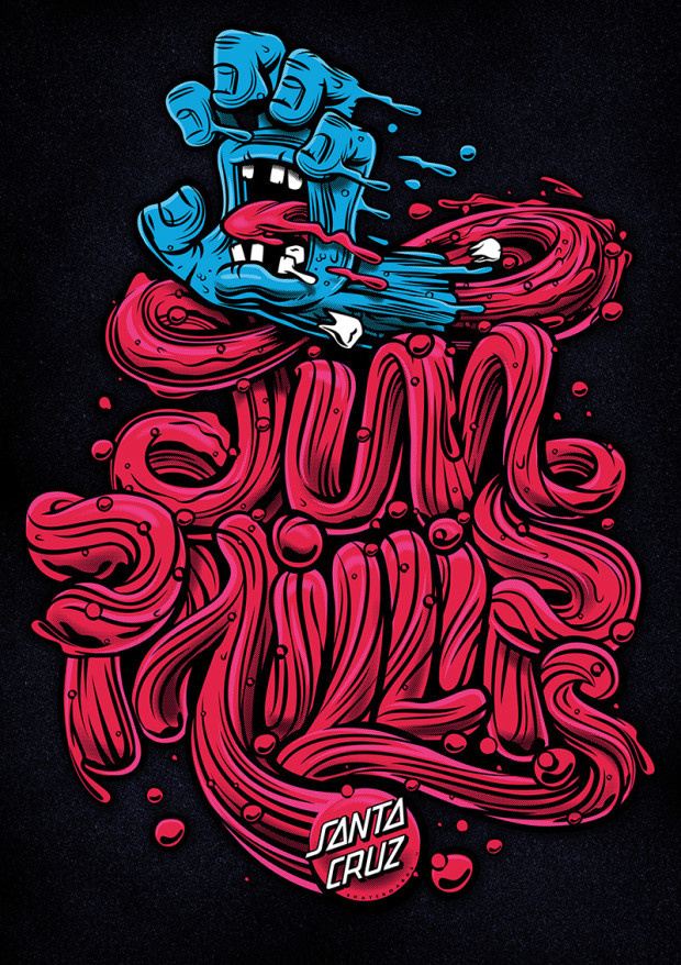 Custom type for Santa Cruz Screaming Hand 30th Anniversary Art Show #santacruz #skate #typography #customtype #vector #illustration #screami