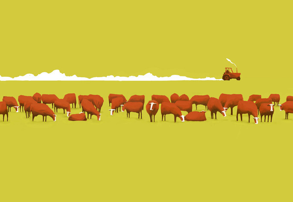 Landscapes (1) #pierre #cows #landscape #abraham #illustration #rochat