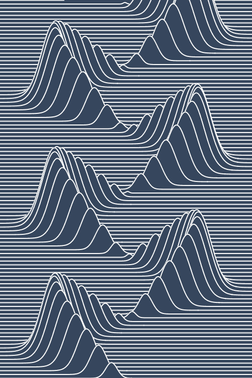 maihudson: "Mathematica code: S[n_, t_] := Sin[n*3 Pi/50 t]; Manipulate[ Show[ Table[ Plot[ 100 - n (20*Abs[S[n,t]] .02)*Exp[-(x - 4