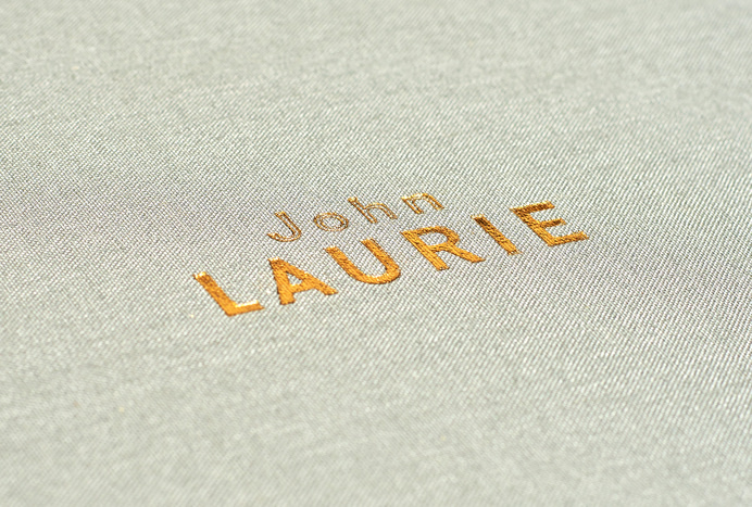 duo d uo | creative studio | John Laurie – folio #foiling #fabric #design #publication #collateral #blue #folio