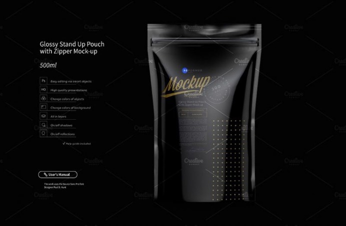 3D Stand Up Pouch Mockup PSD