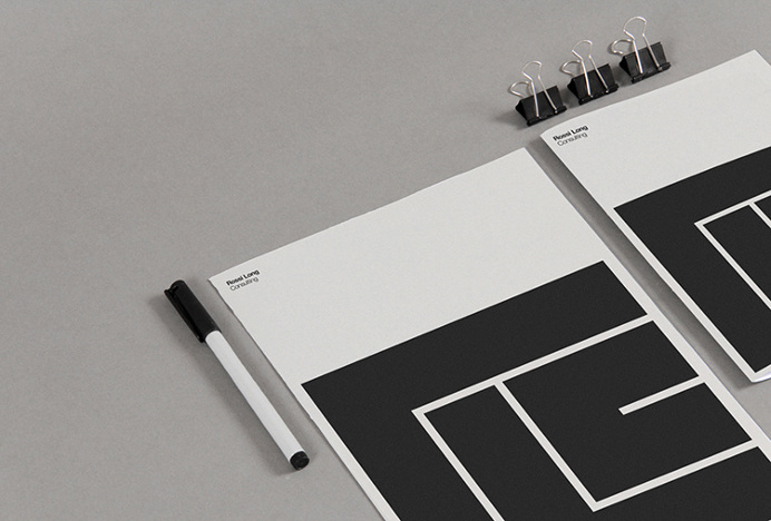 Rossi Long Consulting by Matthew Hancock #print #graphic design #stationary black and white