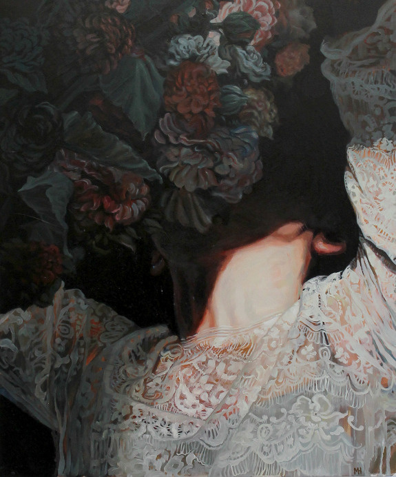 Meghan Howland #figure #lace #painting #shadow