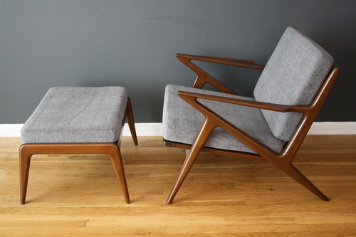 Vintage Mid-Century "Z" Chair with Ottoman by Poul Jensen