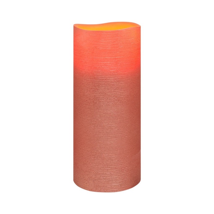 Copper Metallic Distressed Textured Wax LED Flameless Candle, 8 x 20 cm