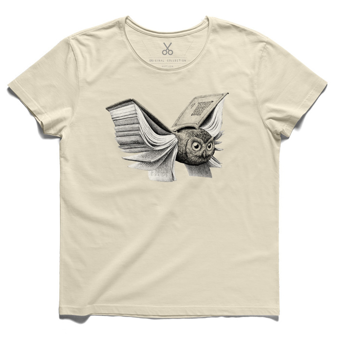 T-shirts design idea #23: uilboek beige tee tshirt