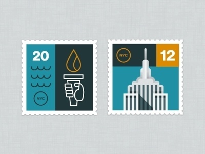 Dribbble - NYC Stamps by Eric R. Mortensen #illustration #stamps #icons