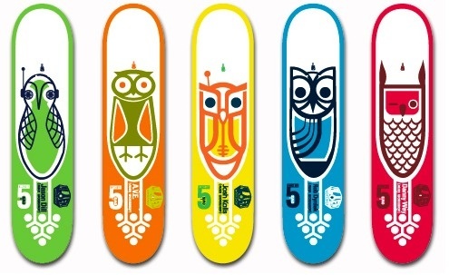 owls.jpg 495×303 pixels #birds #illustration #design #skateboards