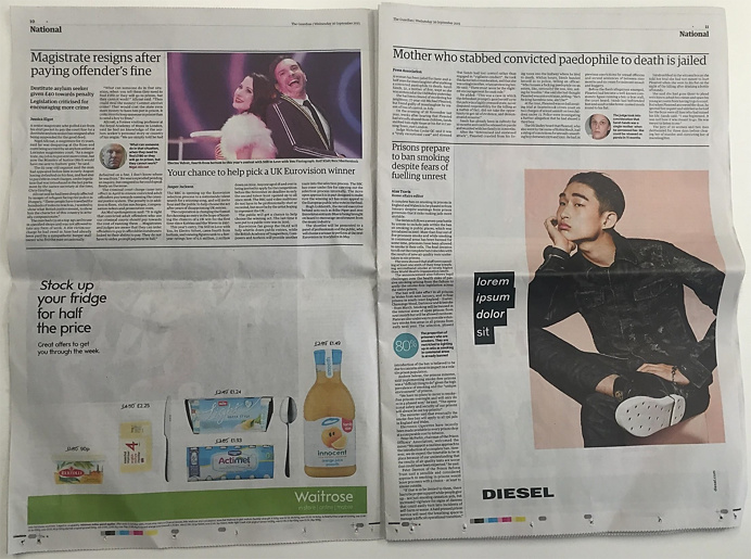 diesel, lorem ipsum, newspaper, ad