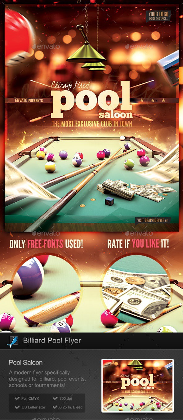 Pool Billiard Club Flyer Template - Sports Events