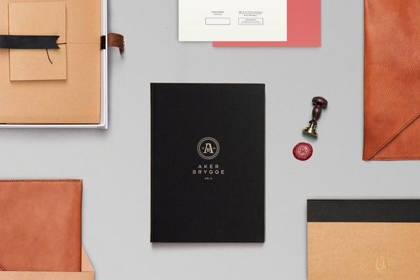 Aker Brygge — Various retail promotional material and stationery. Design by Sans Colour. #branding #stationery