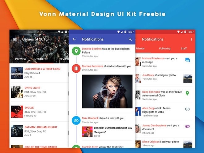 Vonn : Free Material Design UI Kit