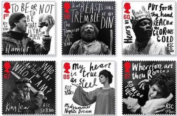 Set of 6 stamps depicting characters from Shakespeare Plays. #print #stamps